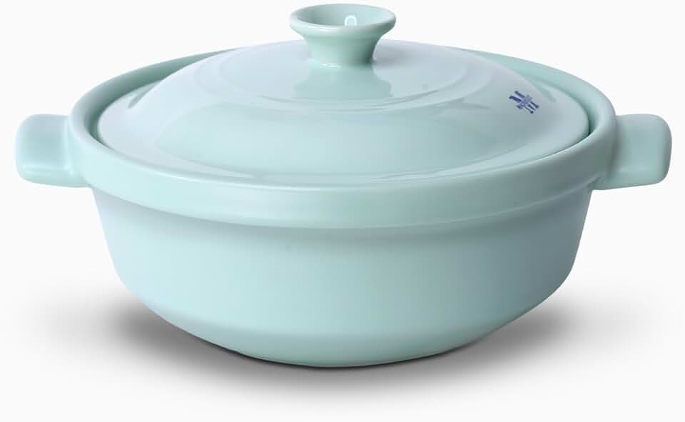 Magnifique 3 Quart Flami Pot with Lid, Natural Clay Pot for Cooking, Non-Toxic PFAS-Free Ceramic Casserole Dish for Oven & Stovetop, Dutch Oven Style for Slow Cooking, Baking & Serving, Mint