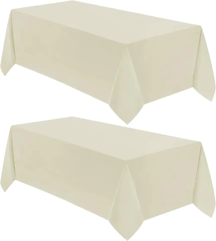 VidaFete 2 Pack 90 * 156inch Ivory Rectangle Tablecloth for 8ft Tables