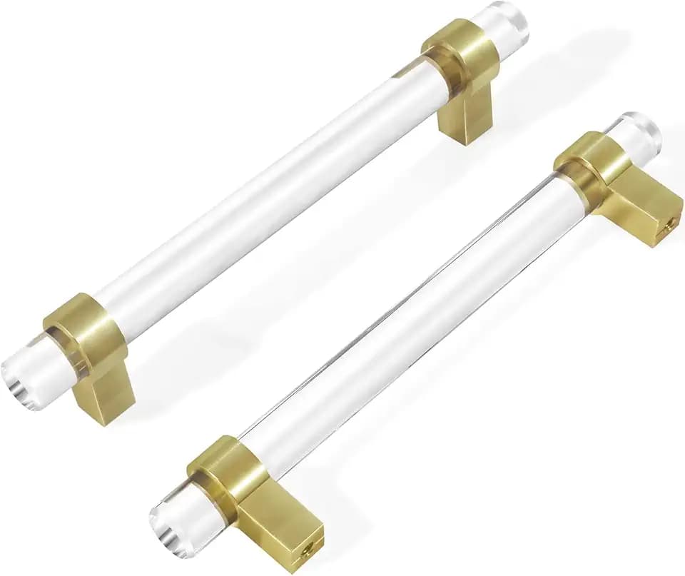 10 Pack Acrylic Cabinet Pulls Drawer Handles 6-1/4" Hole Center for Kitchen