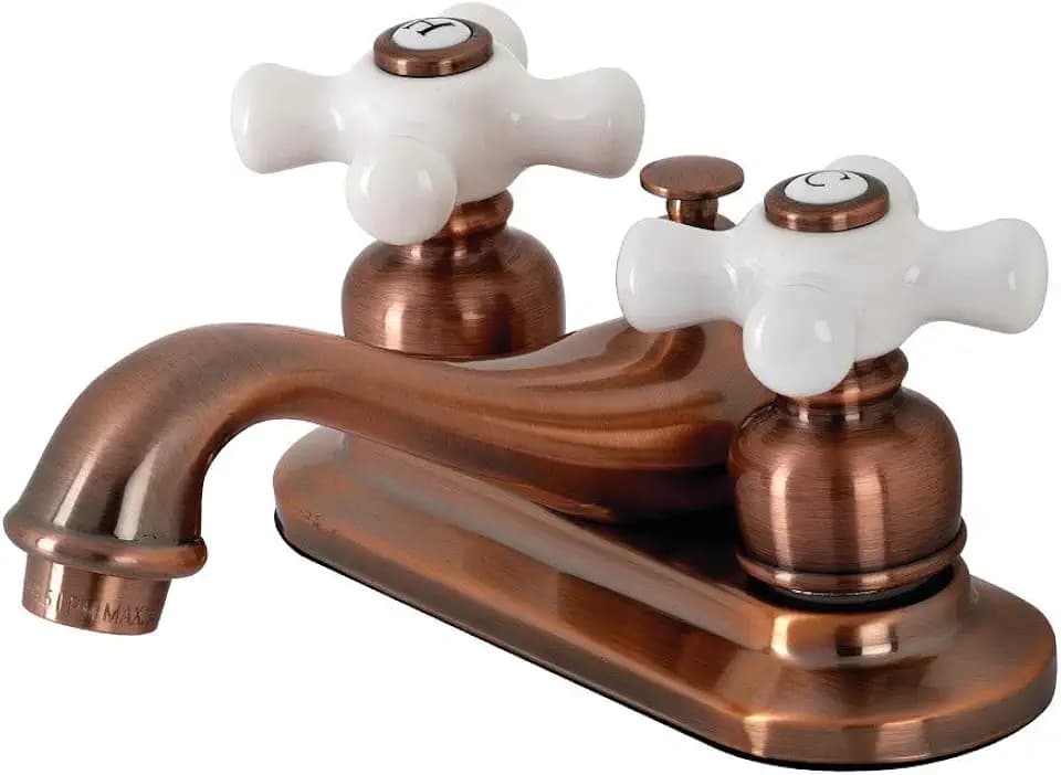 Kingston KB606PX 4" Centerset Bathroom Faucet, Antique Copper