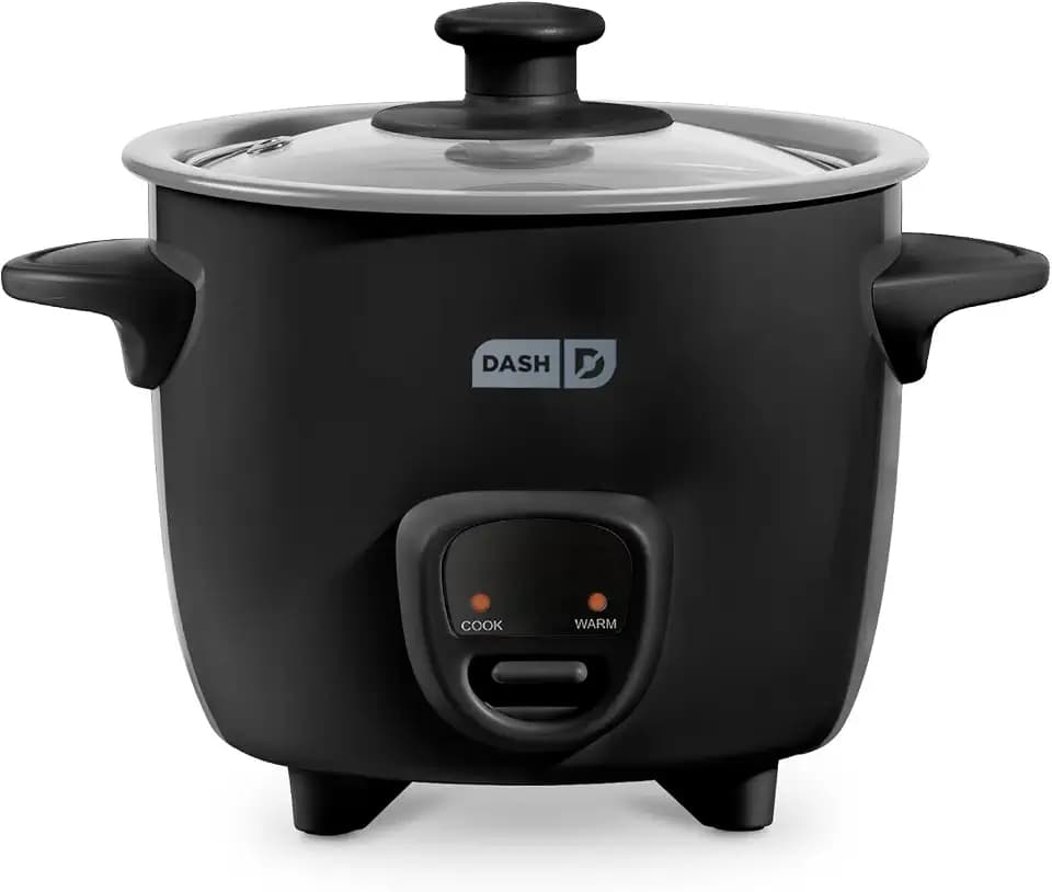 Dash Mini Rice Cooker, 2-Cup Removable Ceramic Nonstick Pot, Black