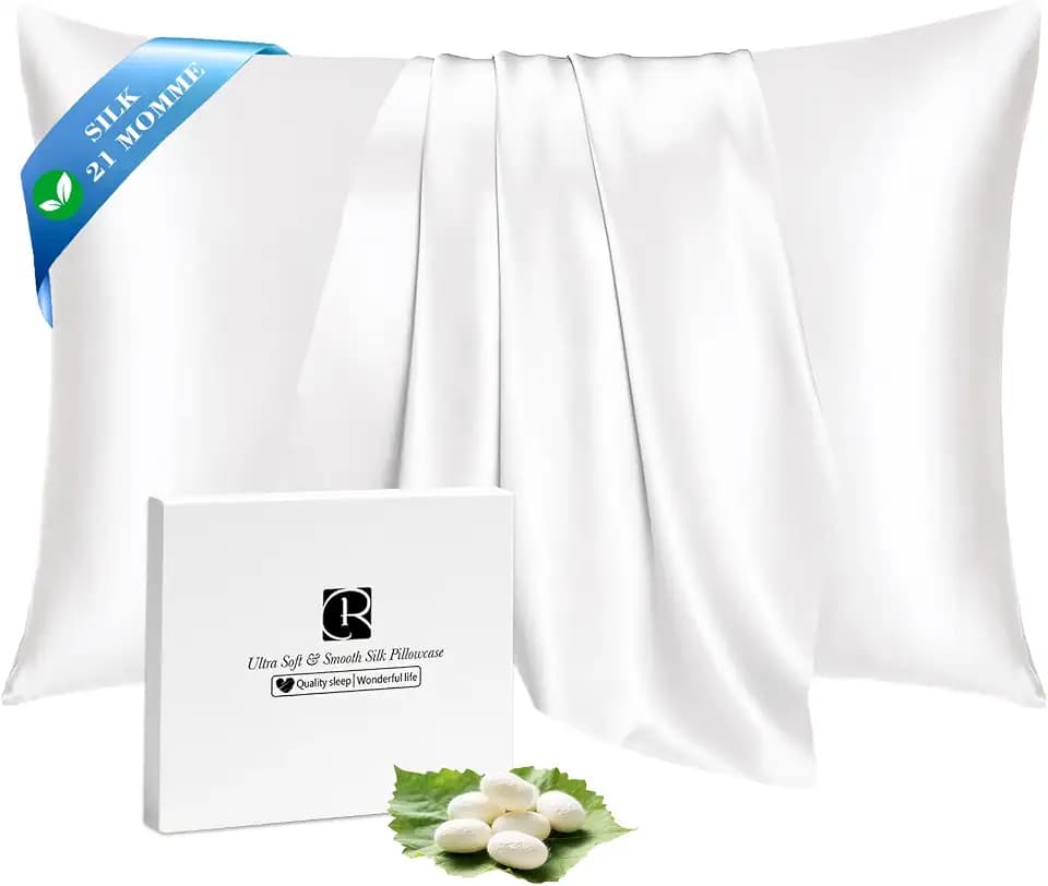 Ravmix 21 Momme 100% Mulberry Silk Pillow Case Standard 20x26, Ivory White