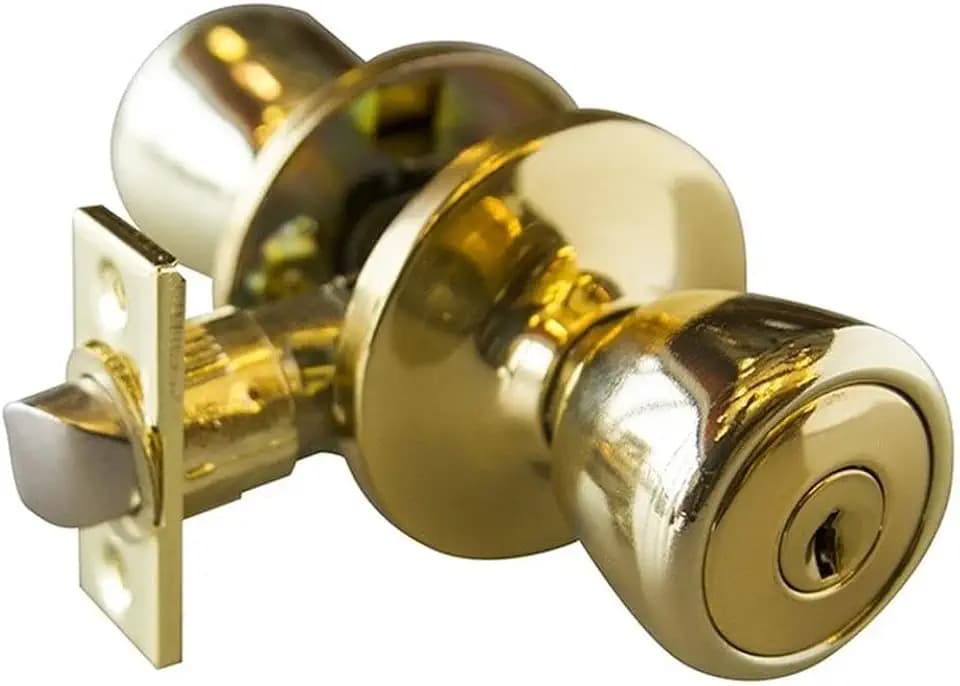 Design House Terrace Keyed Entry Door Knob, Polished Brass