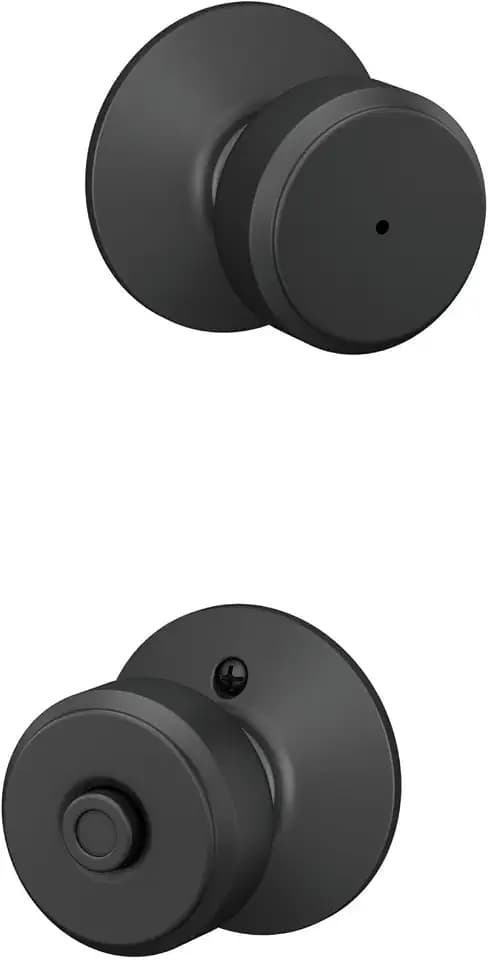Schlage Bowery Bed/Bath Privacy Door Knob with Lock, Matte Black