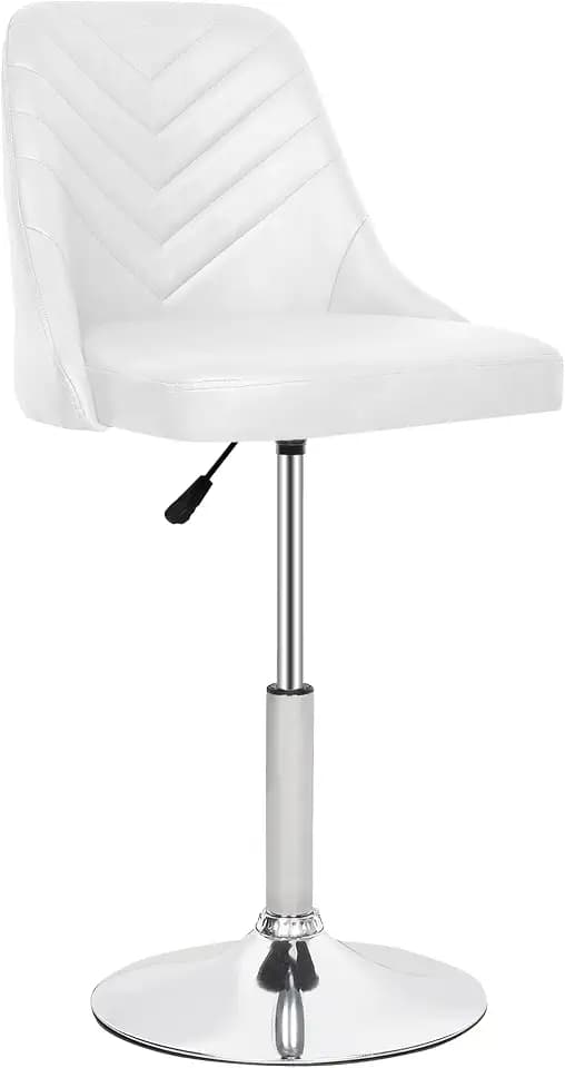 VECELO Velvet Vanity Desk Chair with Height-Adjustable for Office Living Room Bedroom Make Up Study, 360°Swivel, Wheeled Gold Base, Pearl White