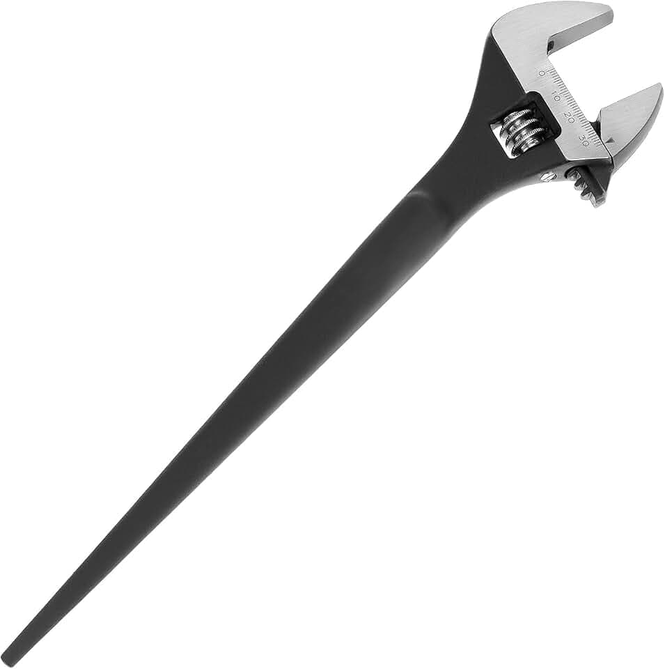QWORK 12-Inch Adjustable Spud Wrench, Heavy Duty Alloy Steel, SAE and Metric Scale Marked