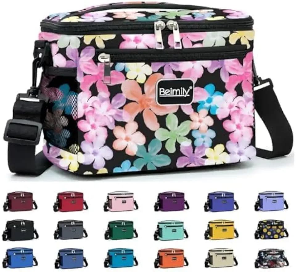 BEIMILY Small Insulated Lunch Bag Women/Men,Reusable Soft Sided Small Lunch Box Soft Sided,Leakproof Cooler Bag for Work,Travel, Fitness, Picnic with Adjustable Shoulder Strap for Adults