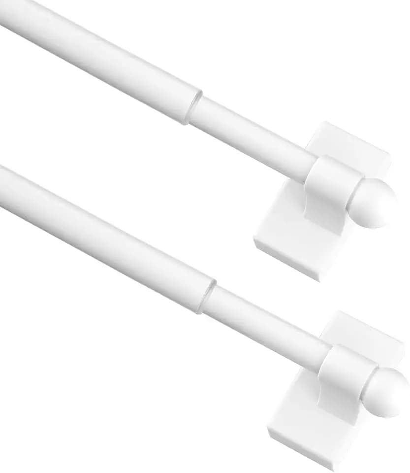 Multi-Use Adjustable Magnetic Curtain Rods for Doors, Windows, Tool Boxes,16-28 Inch,Easy Installation,2-Pack,White