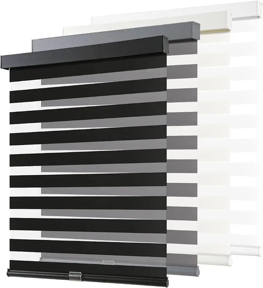 AOSKY Cordless Zebra Blinds for Indoor Windows, 20" W x 72" H, Black