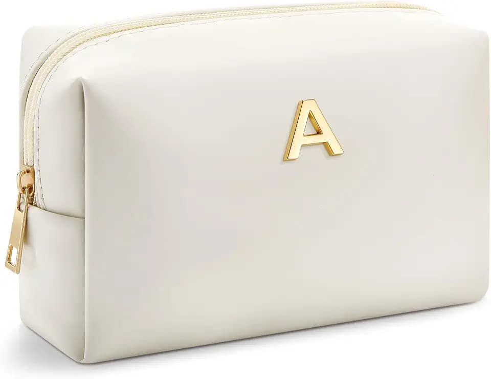 Kigeli Initial Makeup Bag Gifts for Women Teen Girls Bridesmaid, A
