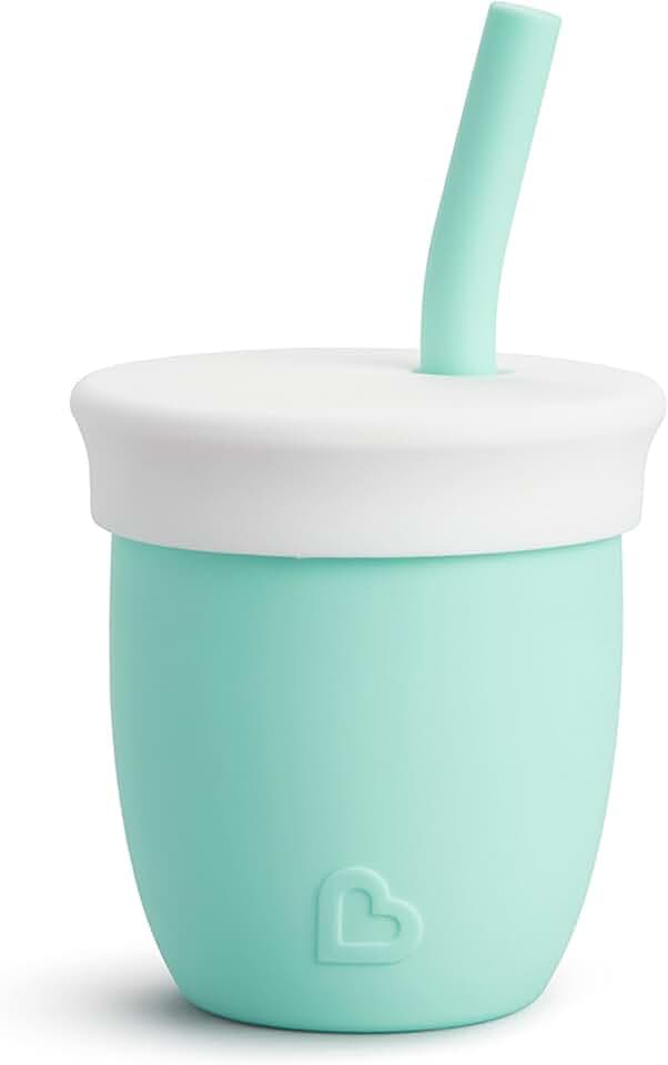 Munchkin Straw Cup with Removable Lid, for Babies and Toddlers 6 Months and Up, 4 Ounce, Silicone, Mint