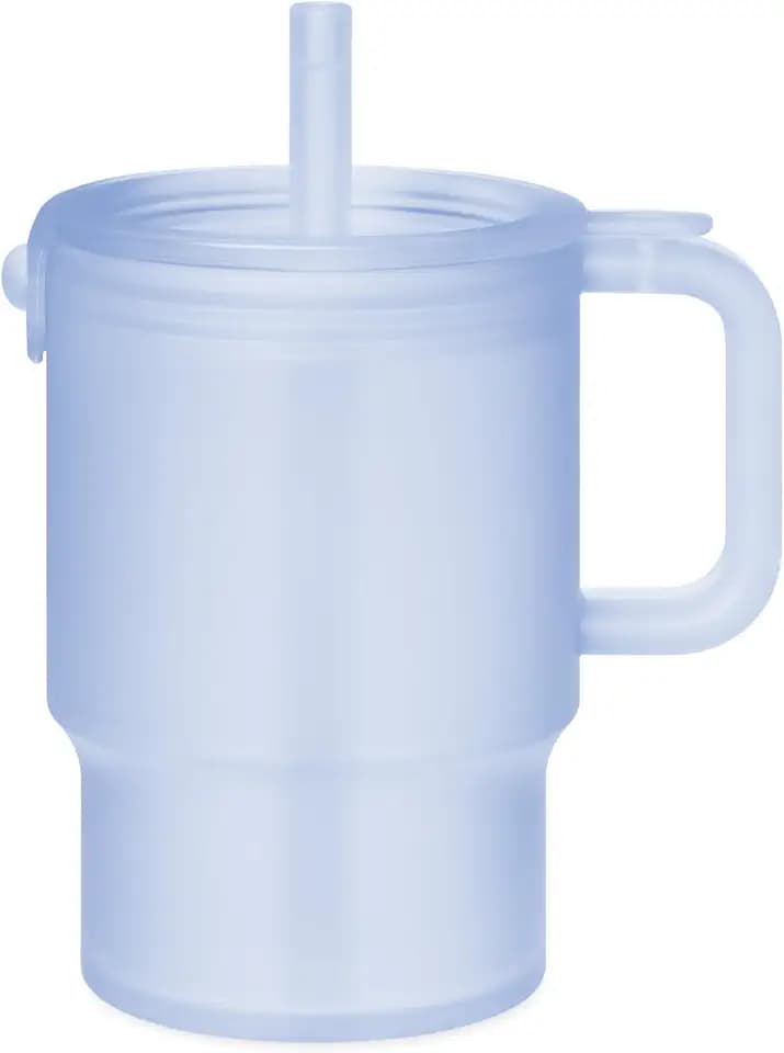 Olababy Silicone Toddler Tumbler with Handle & Straw, Blueberry 11oz
