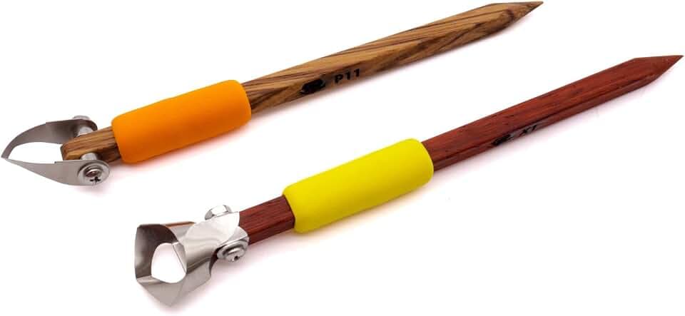 The Original DiamondCore Tools: 2-Pack Pottery Carving Tool Set ‚ P11 & X1, Clay Sculpting, Wide Groove Fluting, Ceramic Trimming, Sgraffito (Set 3)
