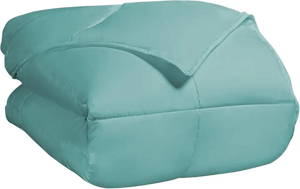 SUPERIOR All Season Reversible Down Alternative Comforter, Twin, Turquoise