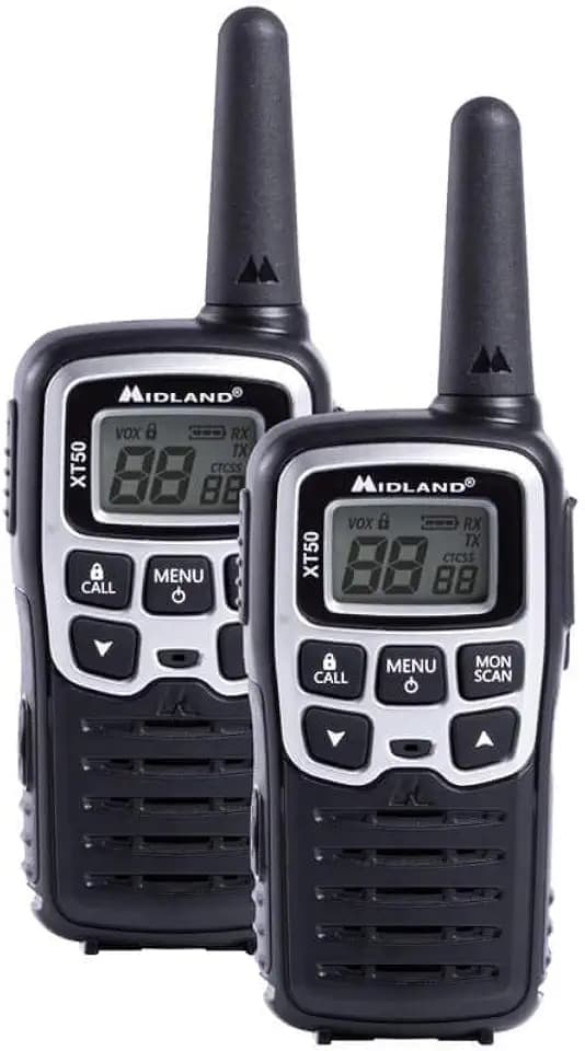 Midland XT50 PMR-Walkie Talkies, C1178, 2X leistungsstarke Funkgeräte für Kinder und Erwachsene, mit LCD-Display und Micro-USB-Ladebuchse