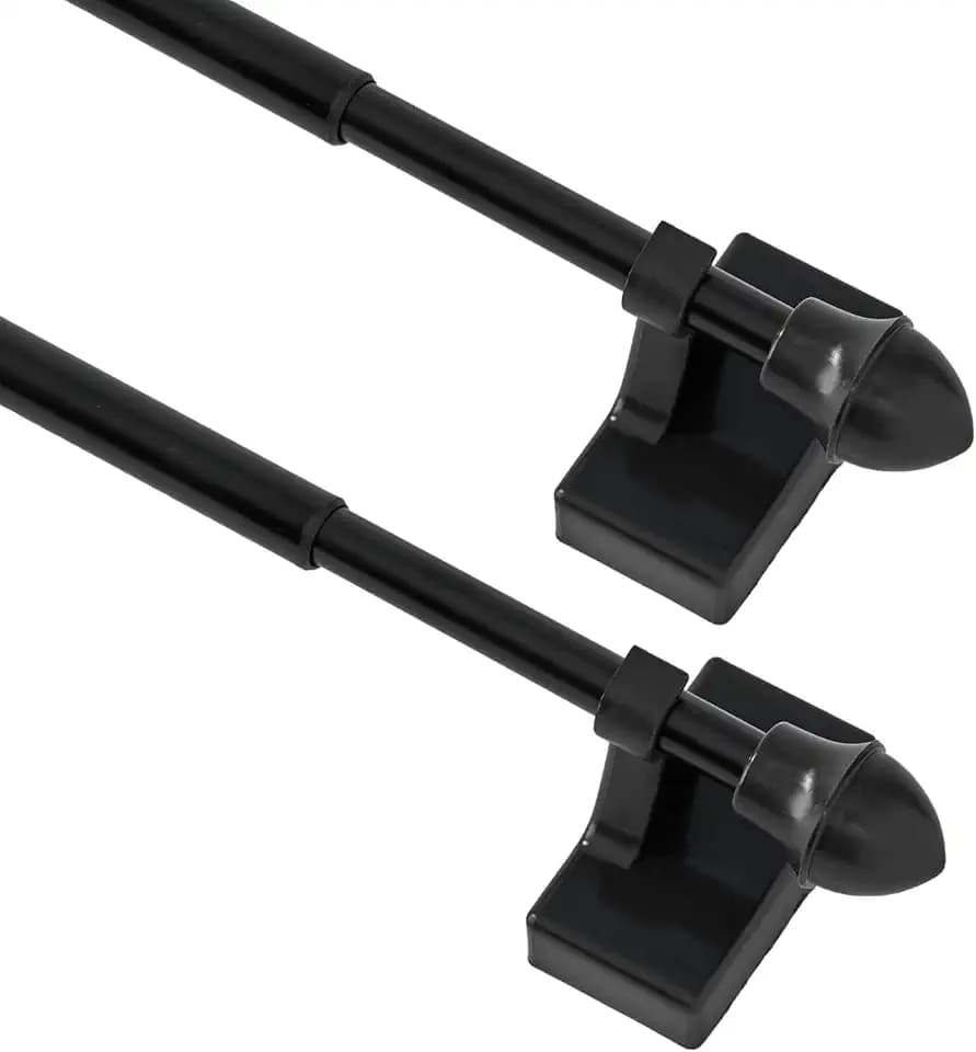 Magnetic Curtain Rods 2 Pack for Metal Doors Top and Bottom, Multi-Use Adjustable Magnetic Rods for Small Windows Cafe Sidelight and Iron Steel Places (Adjust from 16 to 28 Inch, Black)