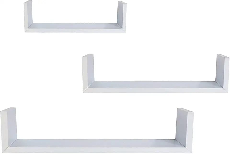 3 Floating U Shelves - White