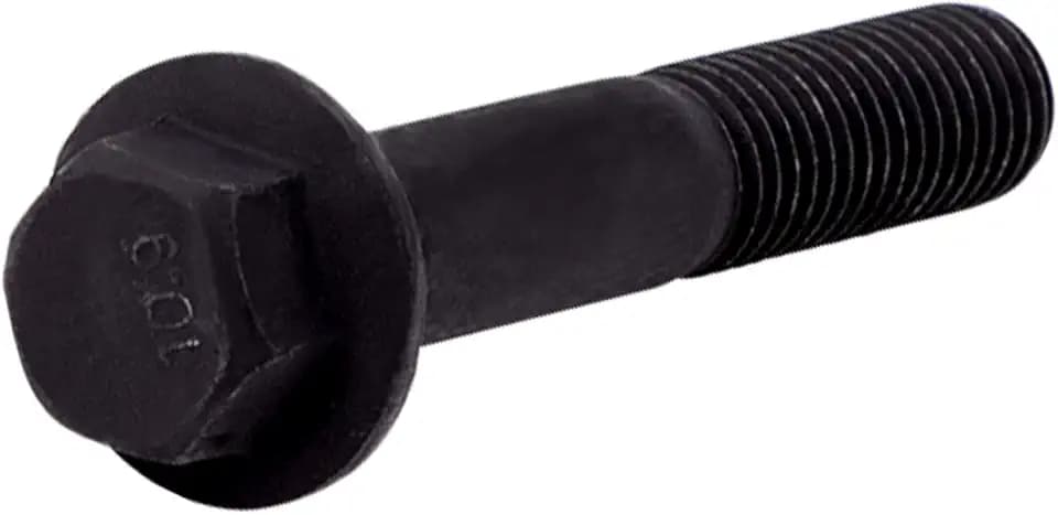 M10 x 60mm Flanged Hex Head Bolts, LIONMAX Grade 10.9 Flanged Hexagon Bolts, Carbon Steel with Black Oxide Finish, Anti-Rust, Quantity 15