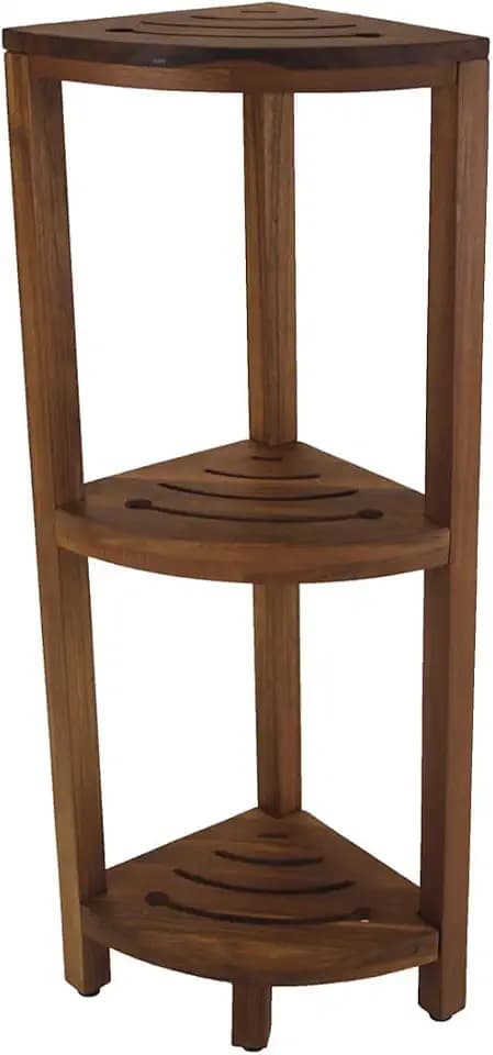 AquaTeak Patented Kai Corner 3 Shelf Corner Stand with Square Legs