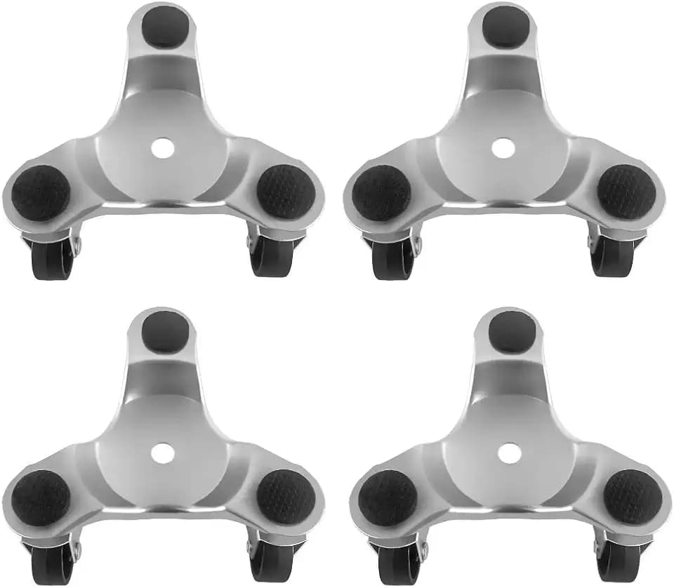 QWORK 4 pcs 6" Steel Tri-Dolly, 200 lbs Load Capacity, for Moving Furniture & Appliances, Swivel Caster Easy Tool