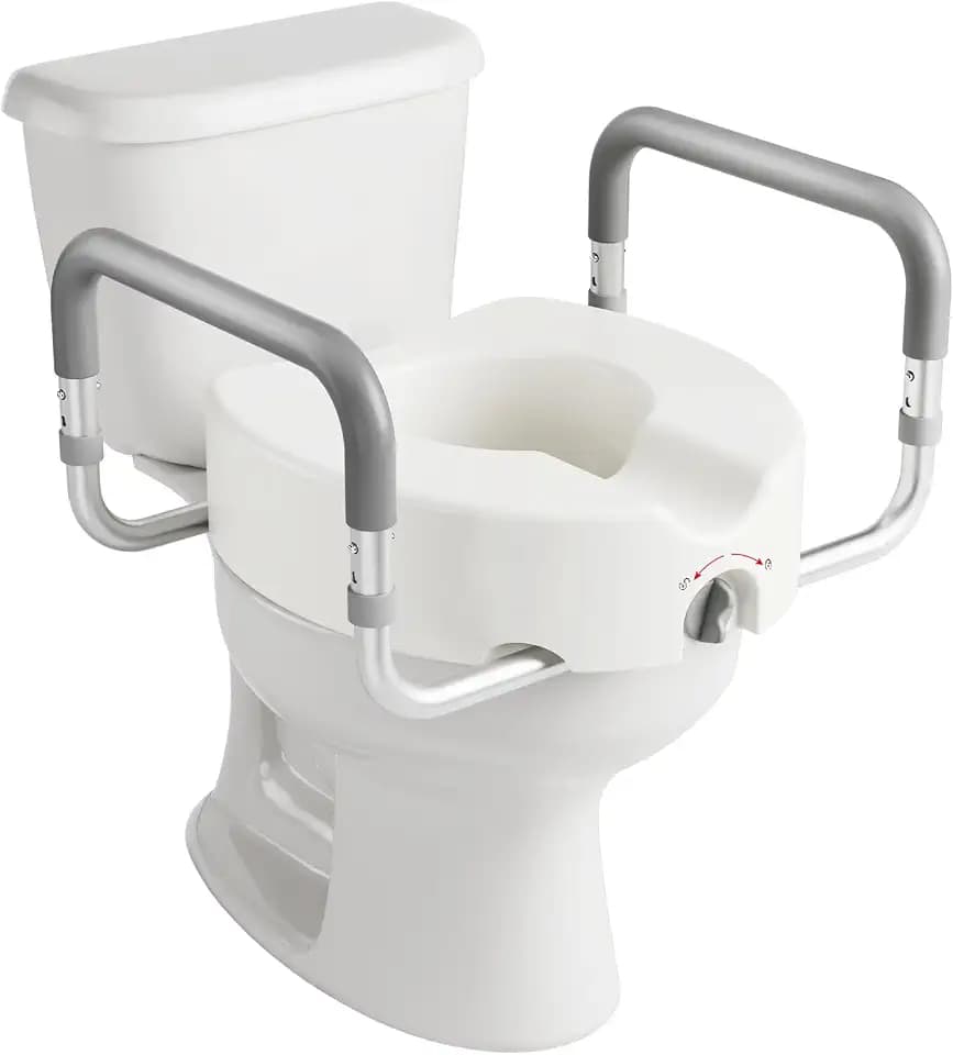 HOMLAND Toilet Seat Risers for Seniors, Adjustable Width & Height, 300 Lbs