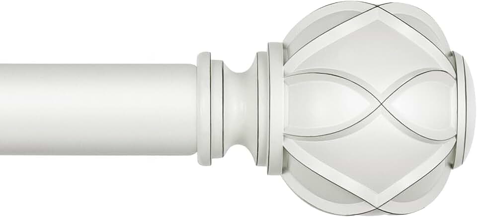 KAMANINA White Curtain Rod 32 to 58 Inch, Heavy Duty Single Drapery Rods