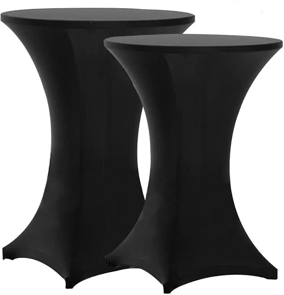 Tina's Cocktail Table Covers Black, High Top Table Cloths 2 Pack 32x43 Inch