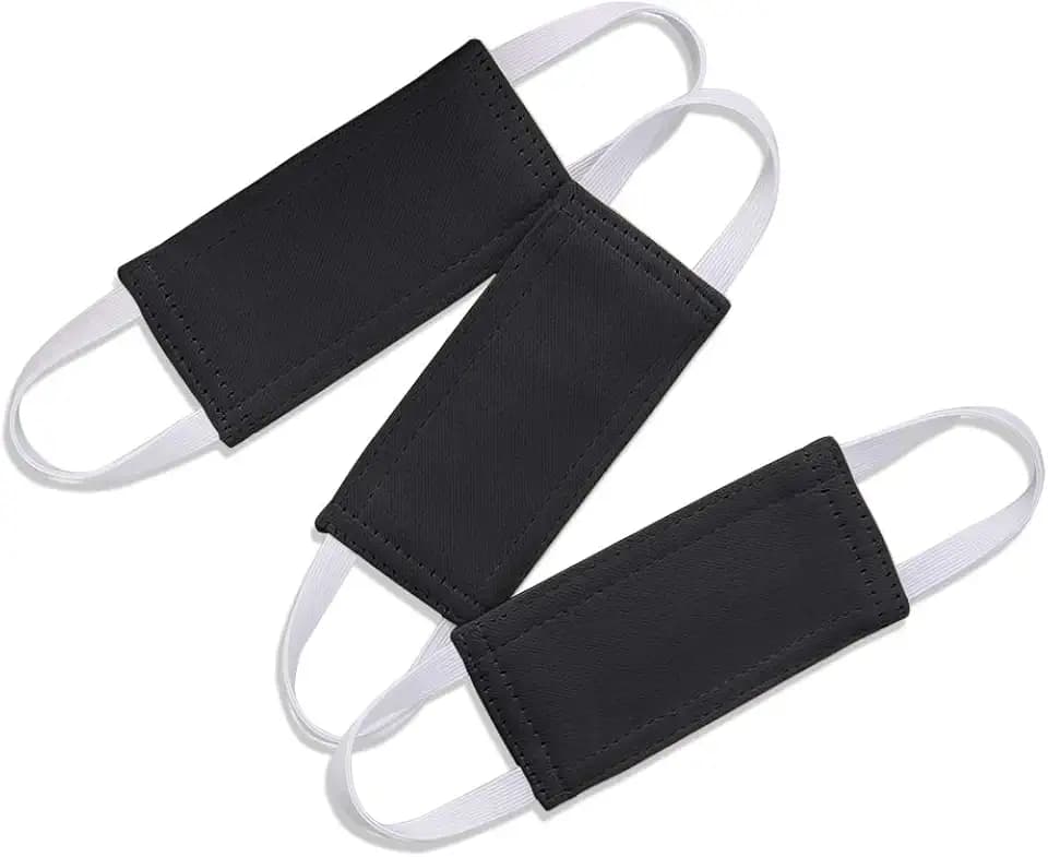 PONY DANCE Baby Door Latch Cover Closer - Nursery Door Silencer with Strong Elastic Straps, Thick Solid Cushion for Noise Reduction, Prevents Slamming, 3 Pieces, 4W x 2L Inches, Black