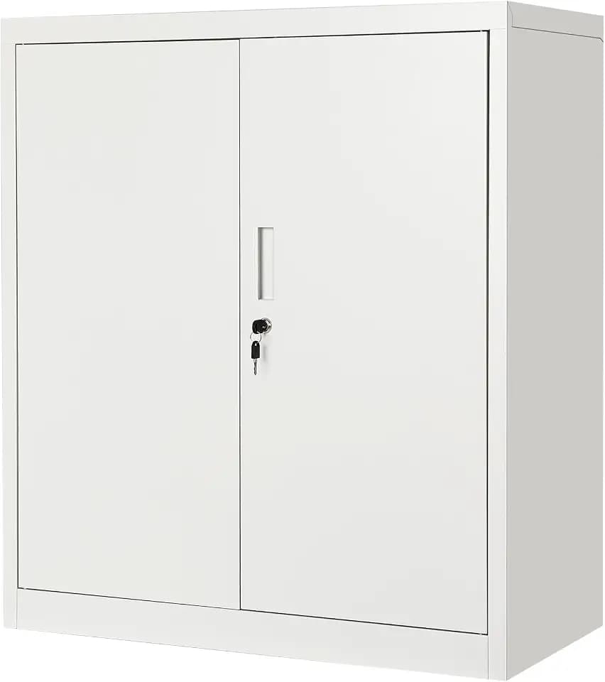 Garvee Metal Storage Cabinet, 36" H Locking Cabinet 2 Adjustable Shelves