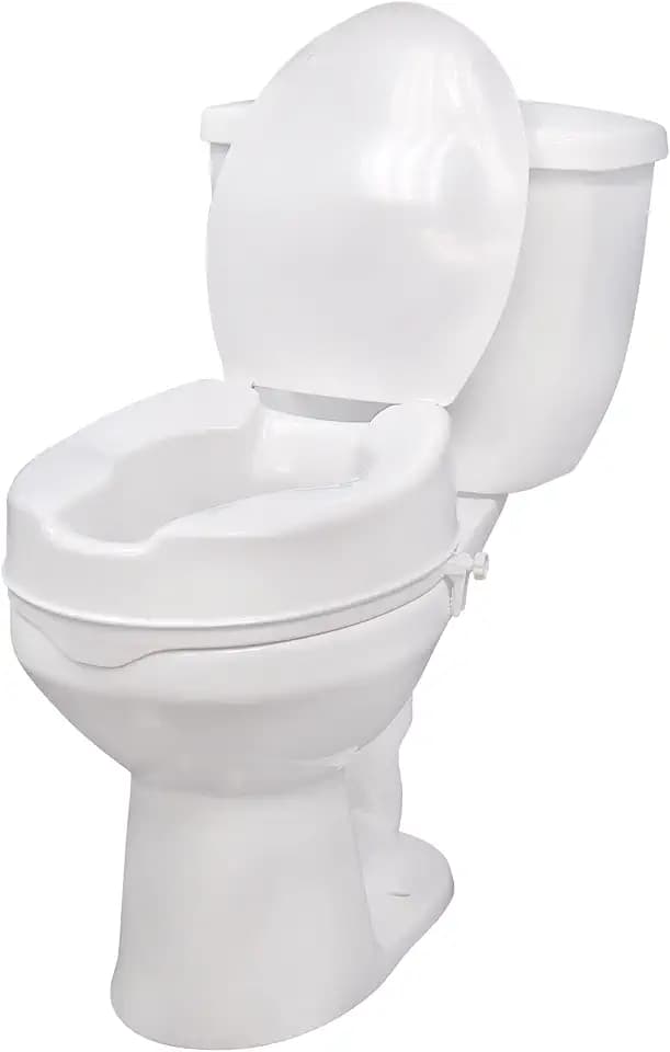 Drive Medical Raised Toilet Seat with Lock and Lid, 4 Inch