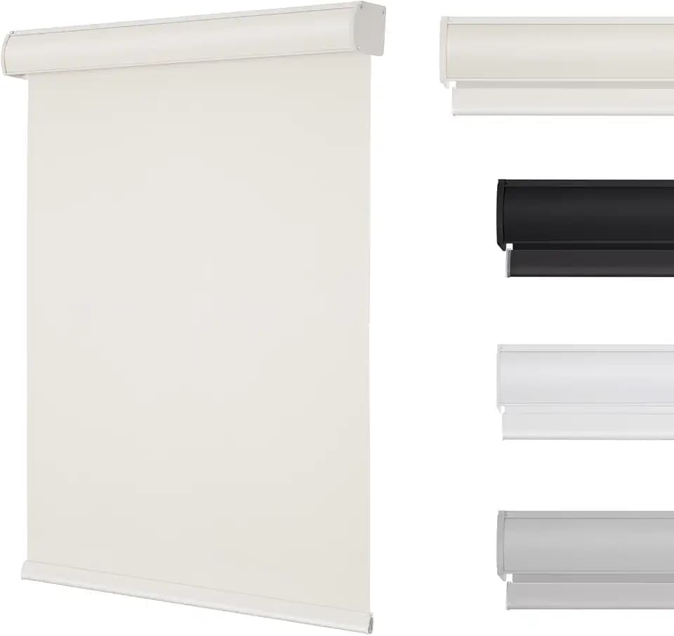 Changshade Cordless Blackout Roller Shades with Valance, Room Darkening Roll-up Shade Easy Install, Fabric Windows Blinds for Home, Bedroom and Office, 31" W x 72" H, Beige ROL31BG72D
