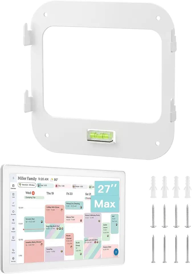 No-Stud, No-Drill Metal Wall Mount for Skylight Calendar Max 27", No-Drill Installation for Drywall, Matte White, Portrait/Landscape, Anti-Scratch Silicone Pads, Replacement Accessories for Skylight Calendar