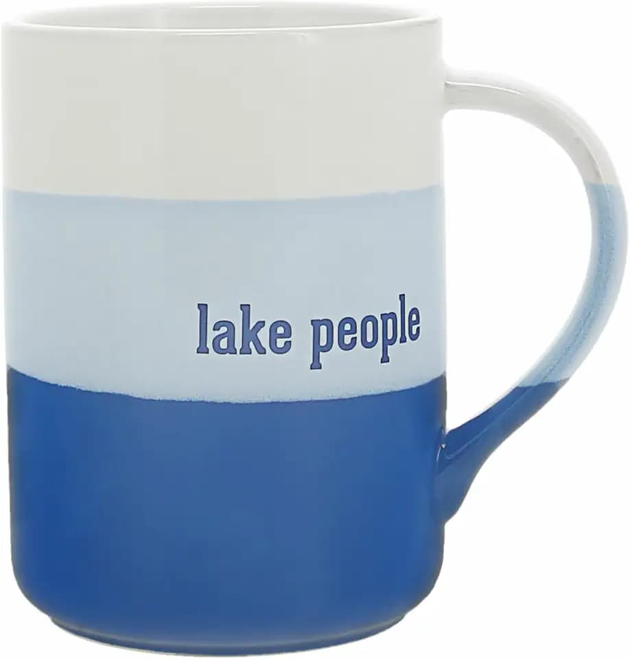 Pavilion Gift Company - Lake People Ceramic 18-ounce Mug Lake Themed Gifts for Lake House, Anchor, Blue