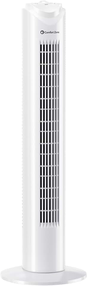 COMFORT ZONE 32" Oscillating Tower Fan with Bladeless Design - White