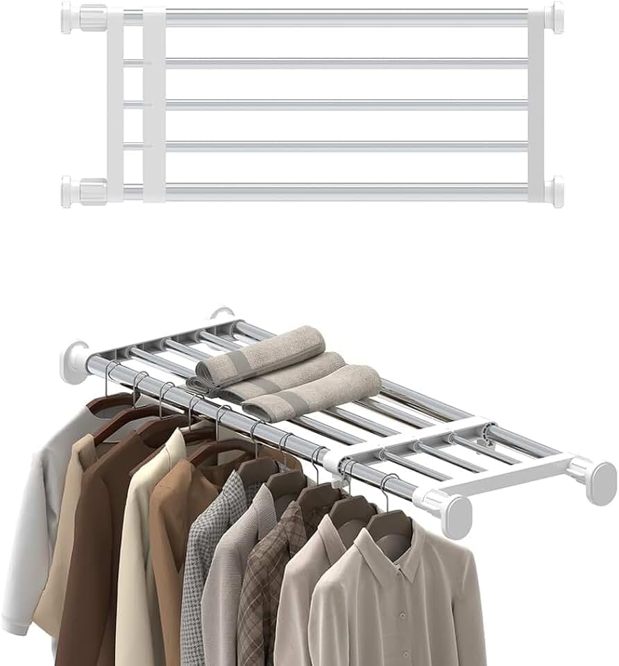 Hershii Metal Tension Shelf Expandable Shelf Rod Tension Closet Shelf
