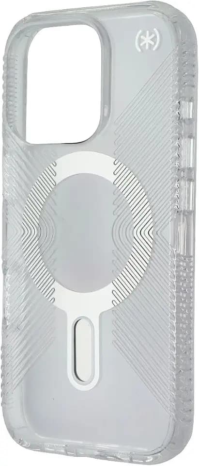 Speck Clear iPhone 16 Pro Case MagSafe + ClickLock - Slim Phone Case iPhone 16 Pro - iPhone 16 Pro Phone Case - Presidio - Clear/Chrome