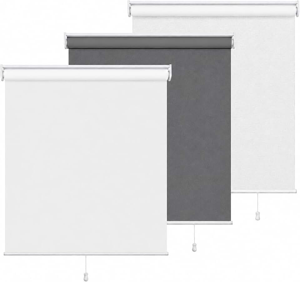 CHICOLOGY Cordless Roller Window Shade, White Roller Shades, 33" W x 72" H