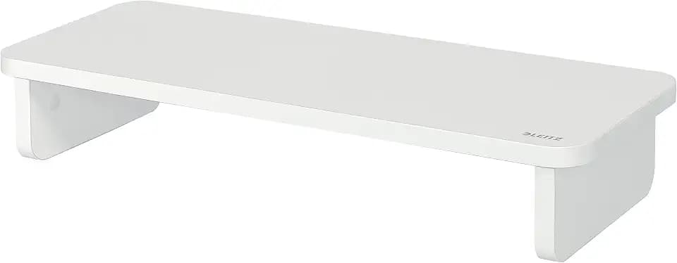 Leitz Monitorständer für Desktop & Laptop, Ergonomischer Aufsatz, für 24 Zoll Monitore bis 20 kg, Mit zusätzlicher Ablage für Zubehör, Ergo-Sortiment, weiß, 64340001