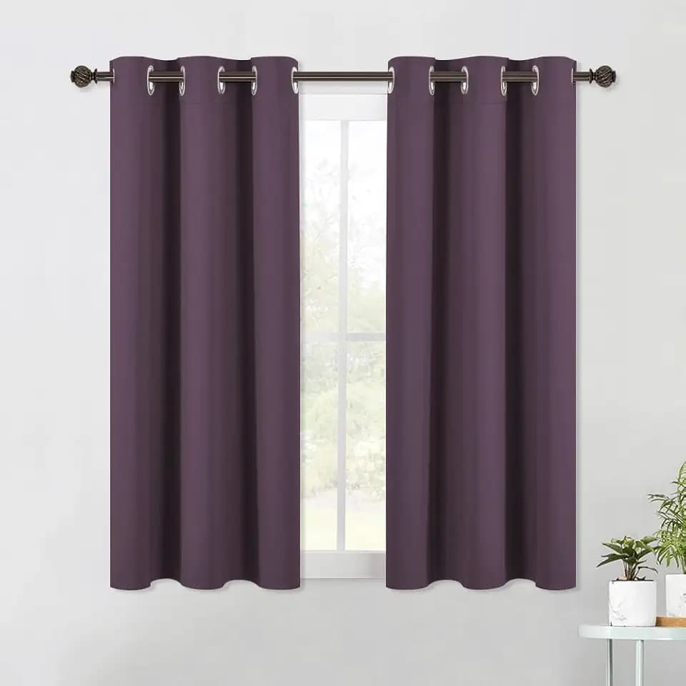 NICETOWN Bedroom Curtains Blackout Drapery Panels, 2 Panels, 42 x 54 Inch, Plum, Three Pass Microfiber Thermal Insulated Solid Ring Top Blackout Window Curtains/Drapes