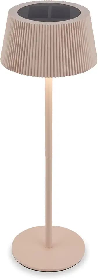 BRILONER - LED Tischlampe kabellos IP44 mit Solar, Touch, dimmbar, CCT warmweiß bis tageslichtweiß, Tischlampe Akku, Solarlampen für außen, Nachttischlampe, Akku Tischleuchte, 12 x 34 cm, Beige