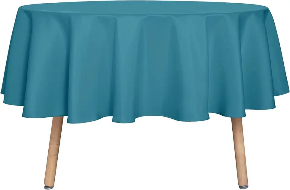 sancua Teal Round Tablecloth 60 Inch Diameter for 20-48 Inch Tables