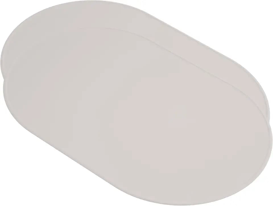 LINE+ARC Oval Silicone Degrē Placemats, Chalk (20.5"x13", Set of 2)