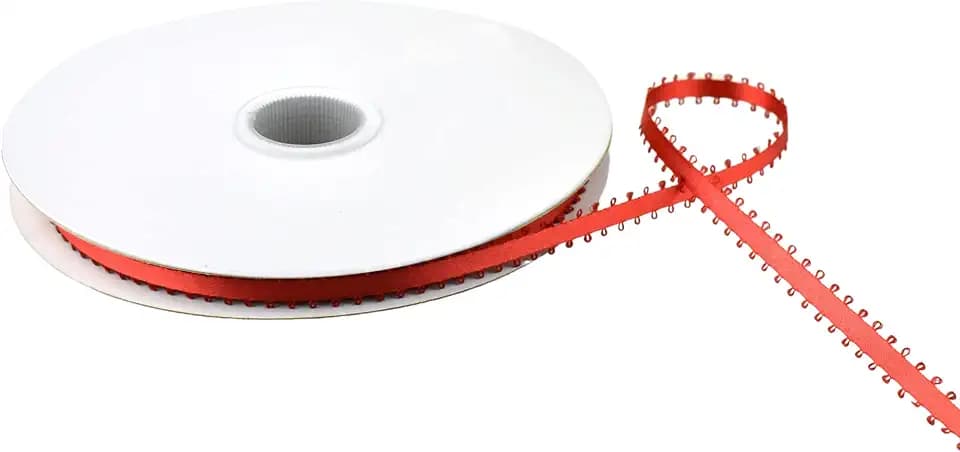 Homeford Picot Edge Double Face Satin Ribbon, 50-Yard (3/16-inch, Red)