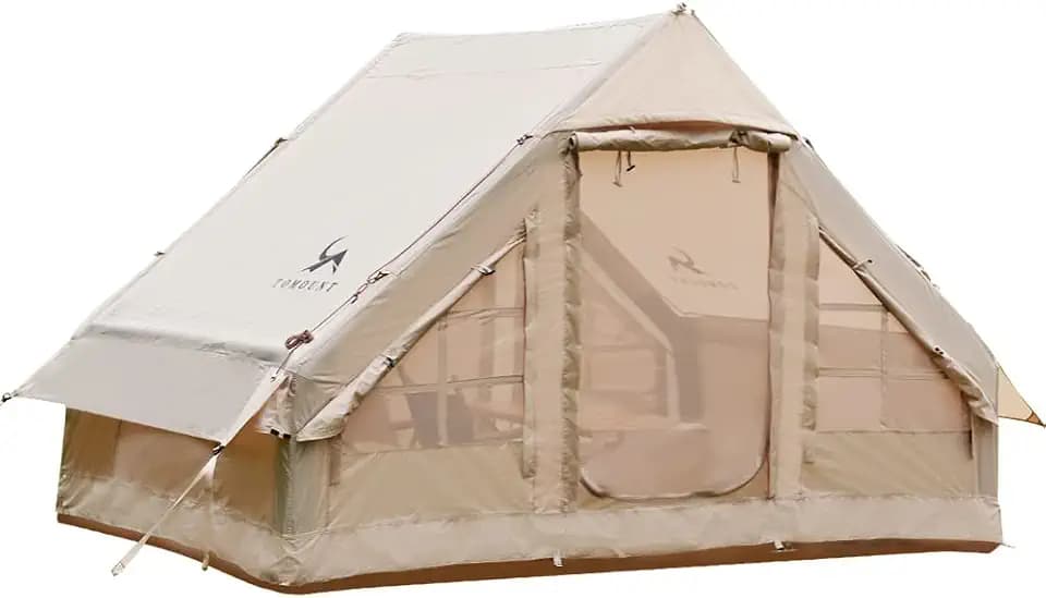 TOMOUNT Aufblasbares Zelt 300D Wasserdicht Polyester 4 Personen Familienzelt einfach einzurichten mit Aufbewahrungstasche und Luftpumpe campingzelt für Outdoor, Camping, Hiking, Festival - Grün