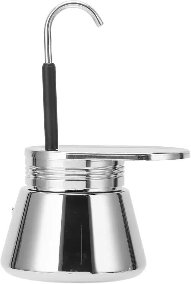 Zerodis Single Spout Mocha Pot, Stainless Steel Espresso Maker Coffee Pot Lightweight Cafe Maker Portable Outdoor Camping Brewed Coffee Cup for All Electric Ceramic Gas Stovetops(50ml)