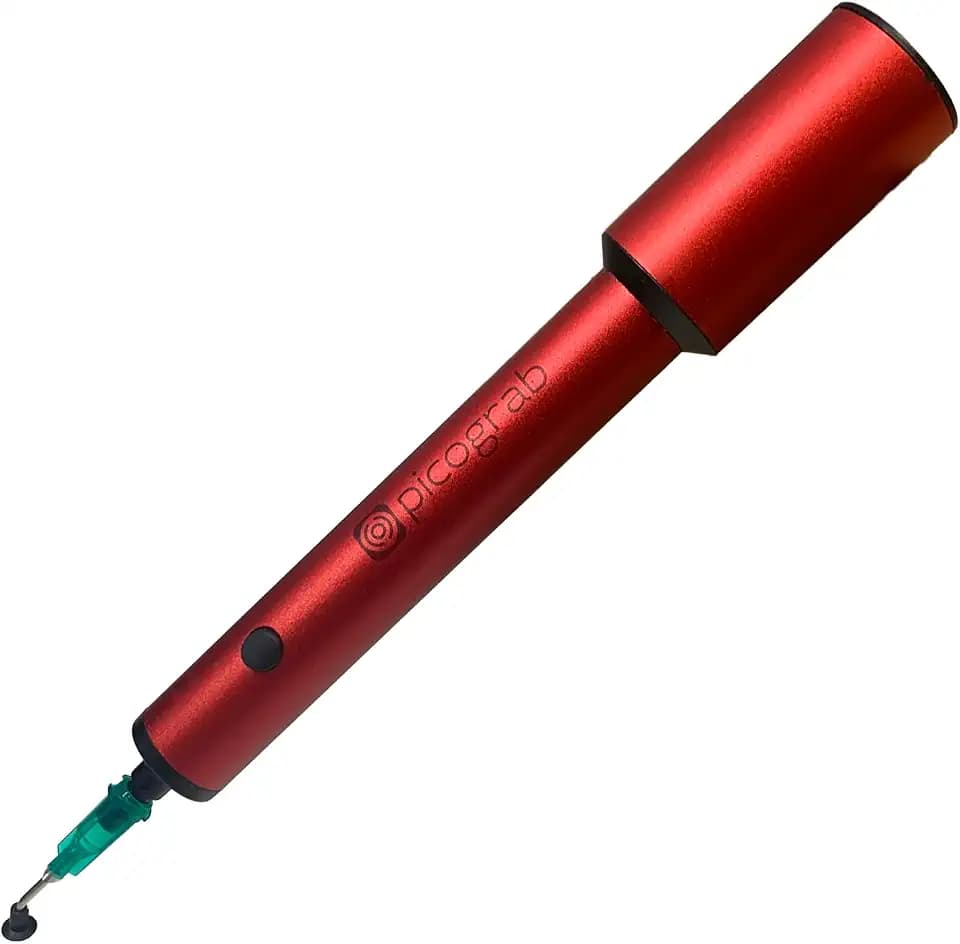Cordless Vacuum Pickup Tool for SMD, Rechargeable Suction Pen for IC Chip Placement and PCB Rework, Holds the Part as Long as You Hold the Button, 3 Cups, 6 Nozzles, USB-C, 10h Battery
