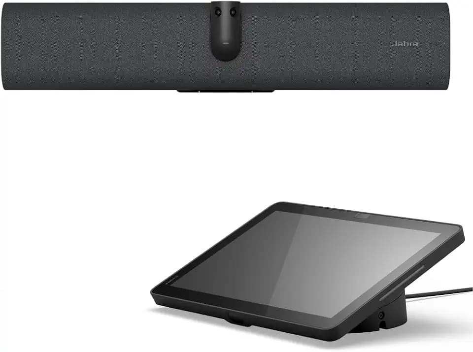 Jabra PanaCast 40 Video Bar System (VBS) Android-Videoleiste und Touch-Controller für kleine Besprechungsräume, 180°-Sichtfeld, Mikrofon, Lautsprecher, Zoom Rooms Zertifiziert, schwarz, EU-Stecker