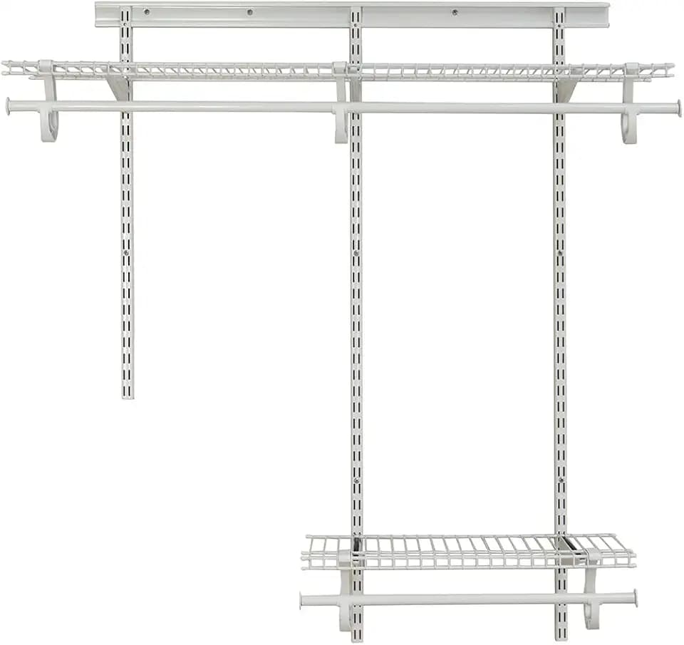 ClosetMaid ShelfTrack Wire Closet Organizer System, Adjustable from 2 to 4 Ft., With Shelves, Clothes Rods, Hardware, Durable Steel, White