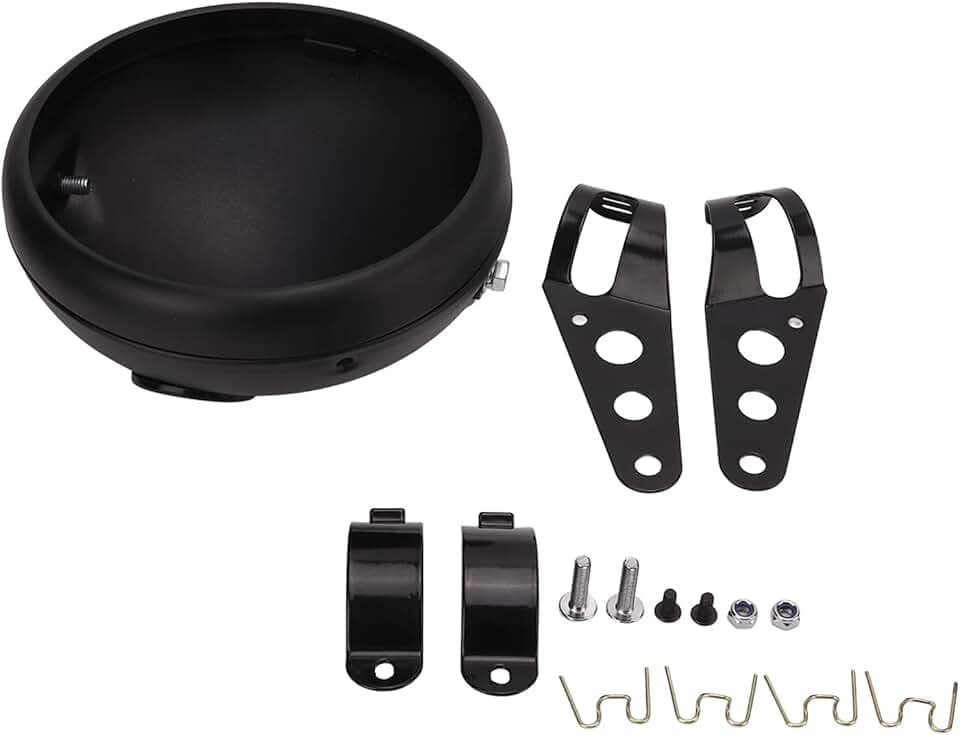 Akozon Motorrad Scheinwerfergehäuse, 7 Zoll Universelle Halterung für Motorrad-Frontscheinwerfer für LED-Scheinwerfer 38‑51 Mm Gabelrohre