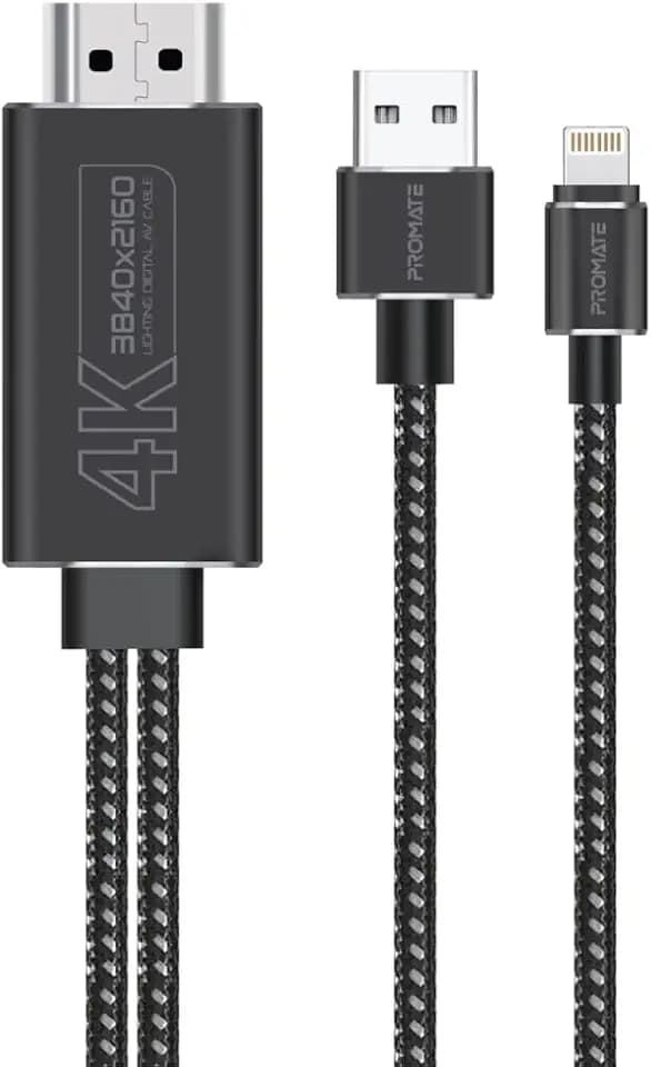 Promate MediaLink-LT, 4K High Definition Lightning Connector auf HDMI-Kabel mit Ladebrücke